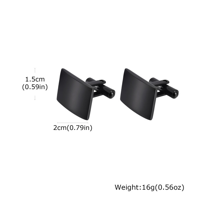 Wholesale Stainless Steel Black Square Cufflinks