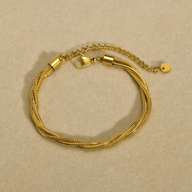 Wholesale Stainless Steel Triple Snake Chain Bracelet
