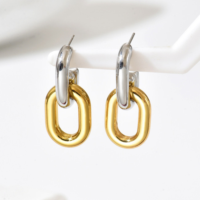 Wholesale Stainless Steel Two-Tone Link Earrings