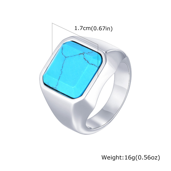 Wholesale Stainless Steel Mens Black Agate Ring