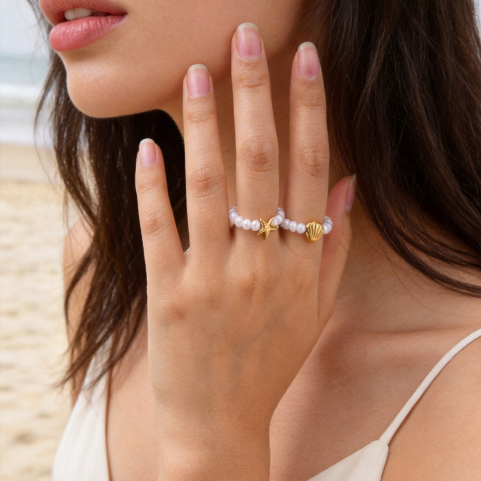 Wholesale Stainless Steel Marine Pearl Ring