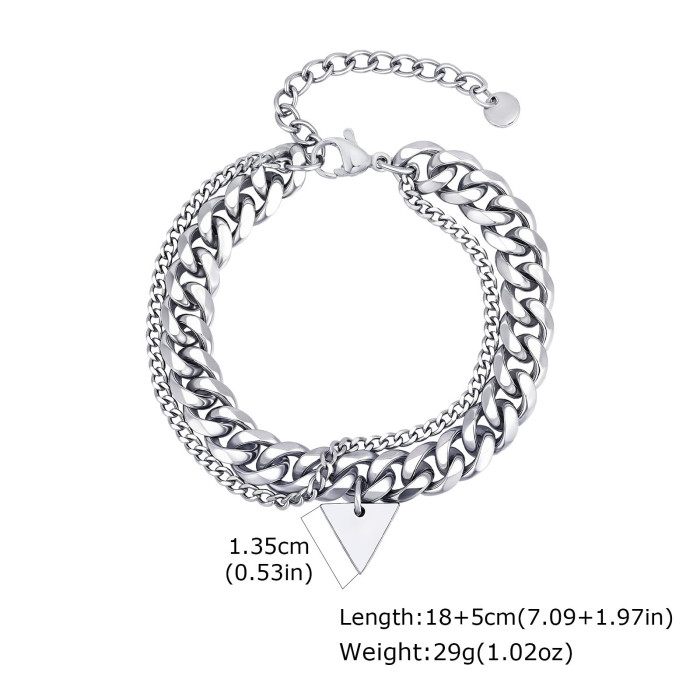 Wholesale Mens Stainless Steel Double Chain Bracelet