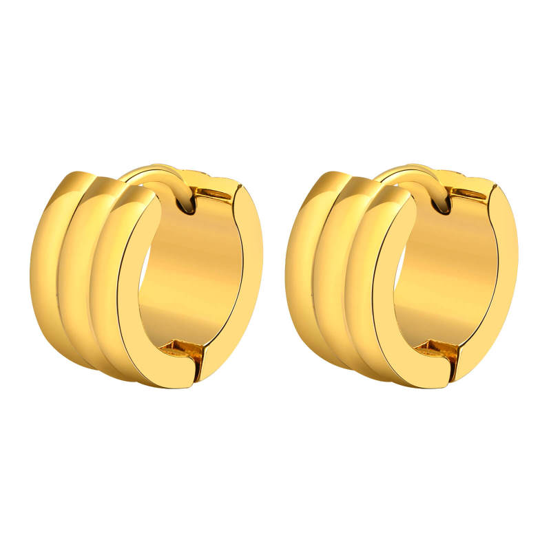 Wholesale Stainless Steel Triple Row Huggie Earrings