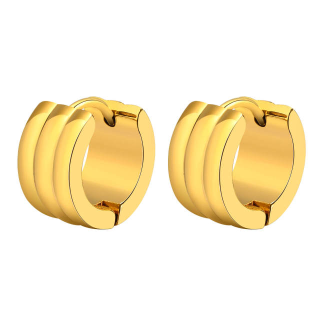 Wholesale Stainless Steel Triple Row Huggie Earrings