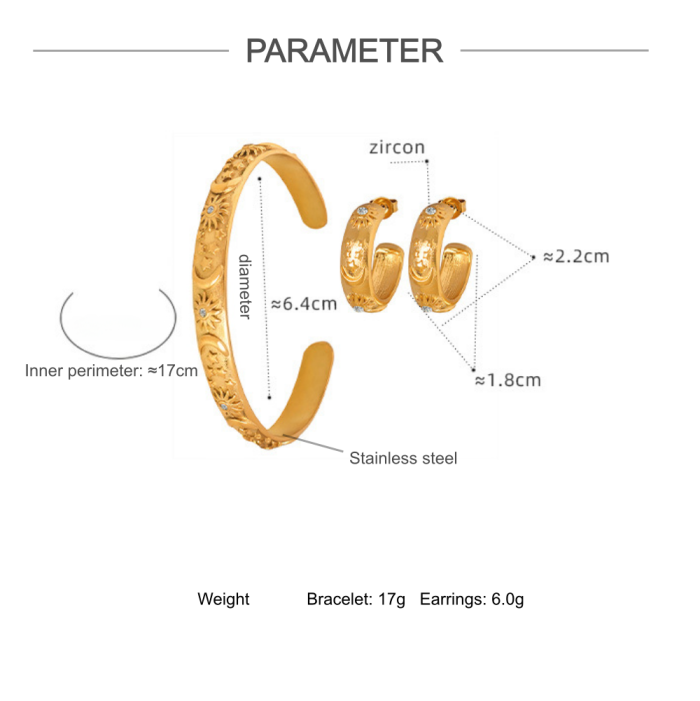 Wholesale Stainless Steel Celestial Bracelet and Earring