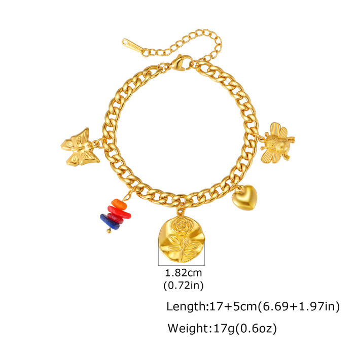 Wholesale Gold Charm Necklace and Bracelet Set