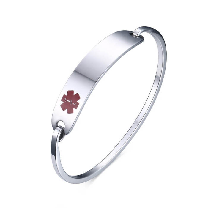 Wholesale Stainless Steel Medical Alert ID Bangle Bracelet