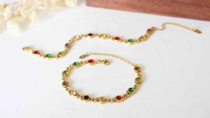 Wholesale Multi-Coloured Gem Necklace Bracelet Set