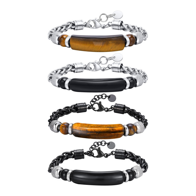 Wholesale Stainless Steel Chain Onyx Bracelet