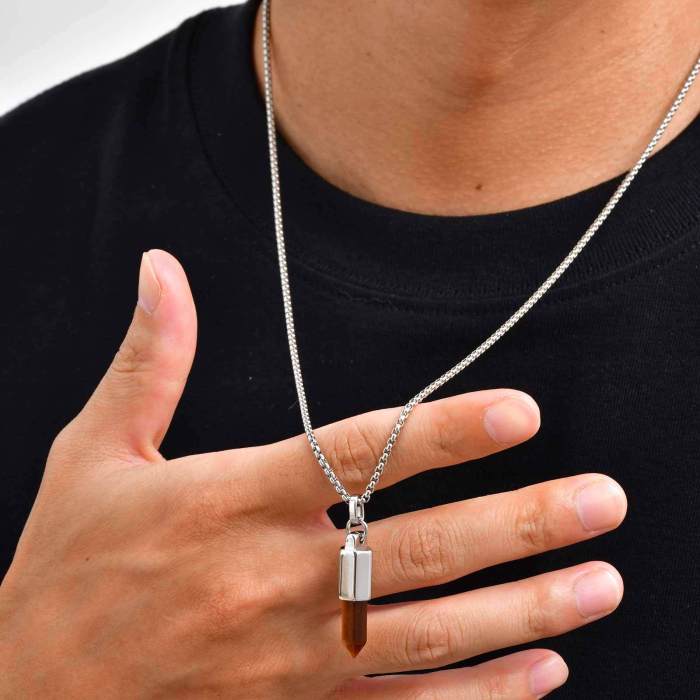Wholesale Stainless Steel Tiger Eye Agate Pendant