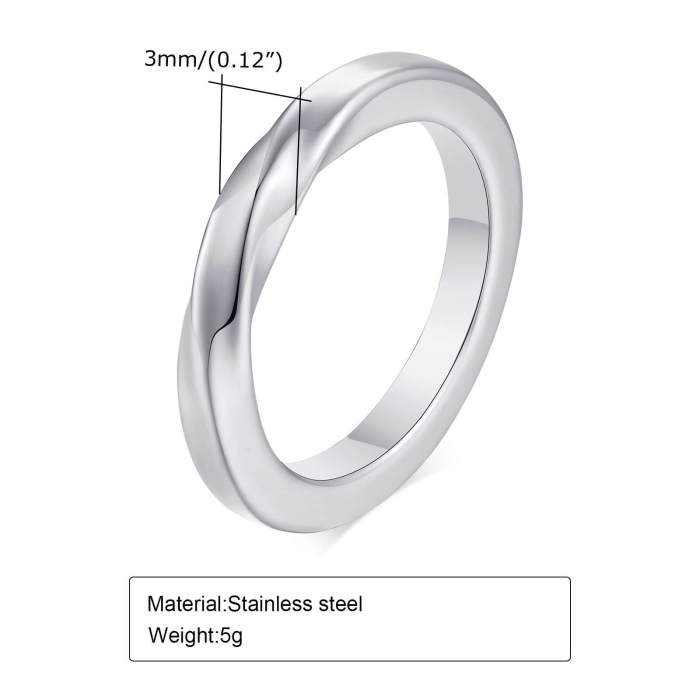 Wholesale Stainless Steel 3mm Möbius Ring