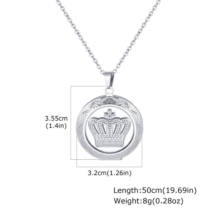 Wholesale Stainless Steel Crown Locket Necklaces