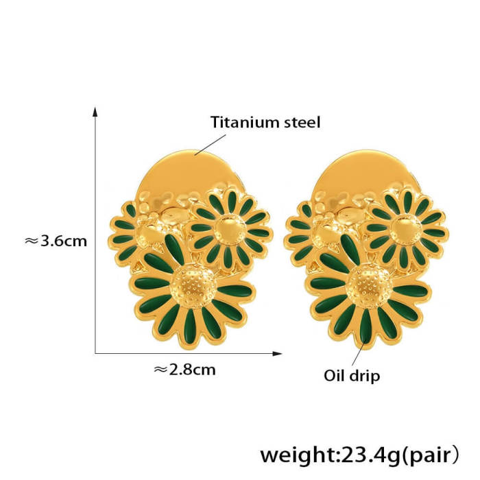 Wholesale Stainless Steel  INS Style Daisy Earrings