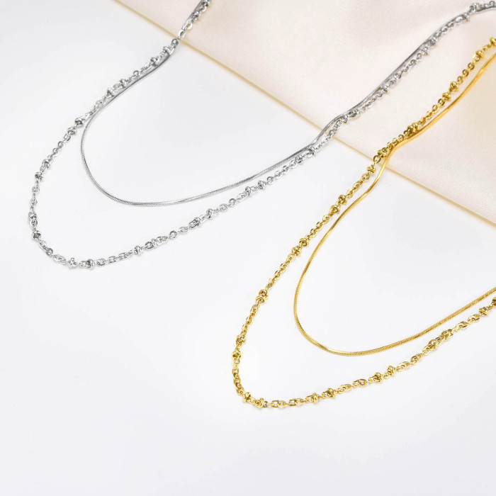 Wholesale Stainless Steel Double Layered Niche Necklace