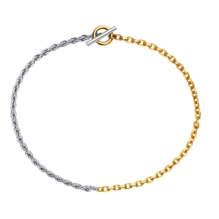 Wholesale Stainless Steel Half Braided Chain Necklace