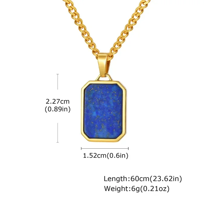 Wholesale Stainless Steel Men Octagonal Pendant with Stone