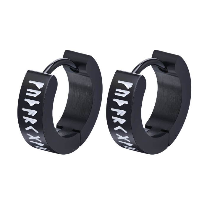 Wholesale Stainless Steel Viking Black Earrings