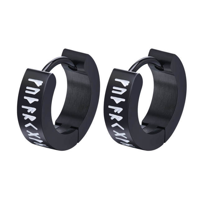 Wholesale Stainless Steel Viking Black Earrings