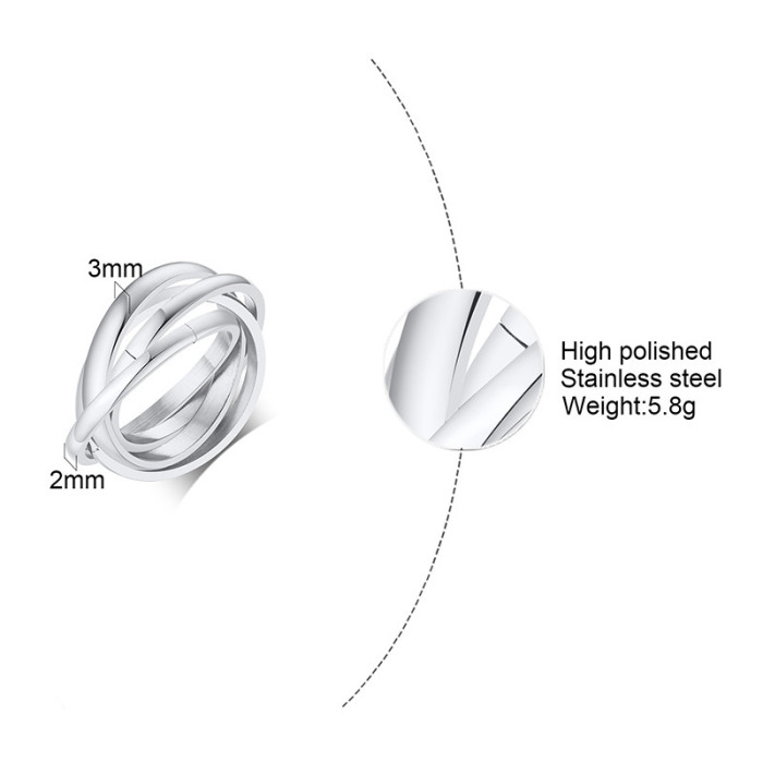 Wholesale Stainless Steel Intertwined Triple Band Ring