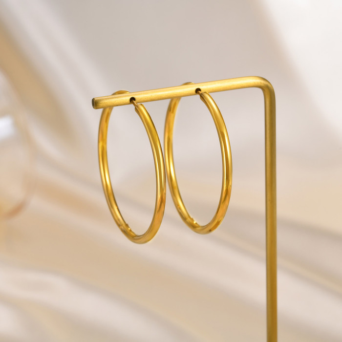 Wholesale Stainless Steel 2.5mm Women Hoop Earrings
