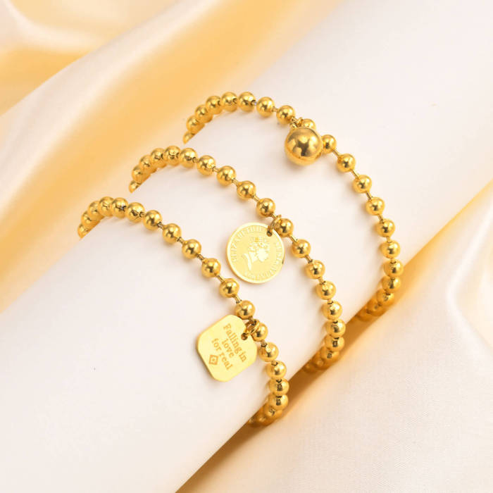 Wholesale Stainless Steel Beads Bracelet with Charm