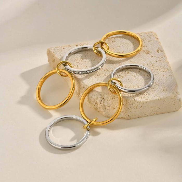 Wholesale Stainless Steel Two Color Multi Ring