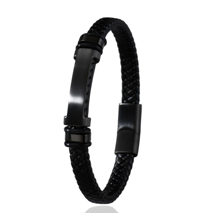 Wholesale Stainless Steel Men's Leather Bracelet