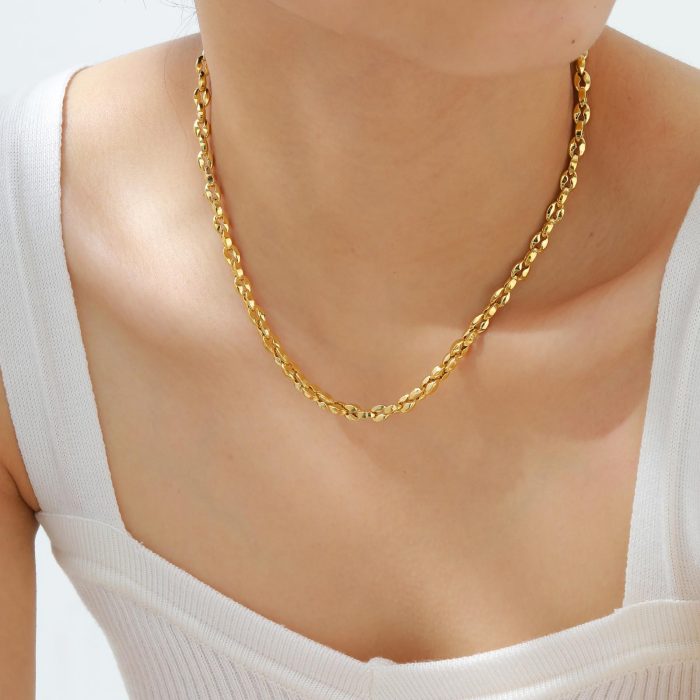 Wholesale Stainless Steel Chunky Coffee Bean Link Chain Bracelet