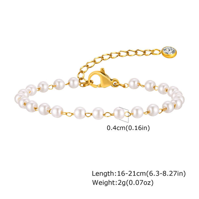 Wholesale Stainless Steel Imitation Pearl Bead Bracelet
