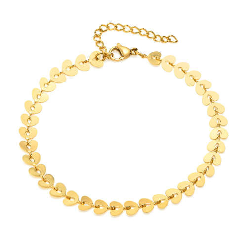 Wholesale Stainless Steel Heart Link Anklet