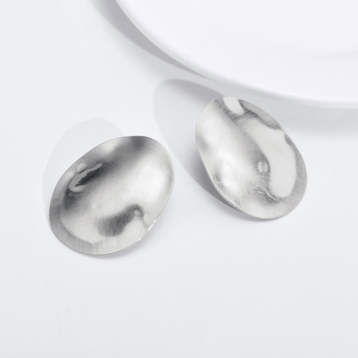 Wholesale Stainless Steel Fashion Oval Matt Earrings