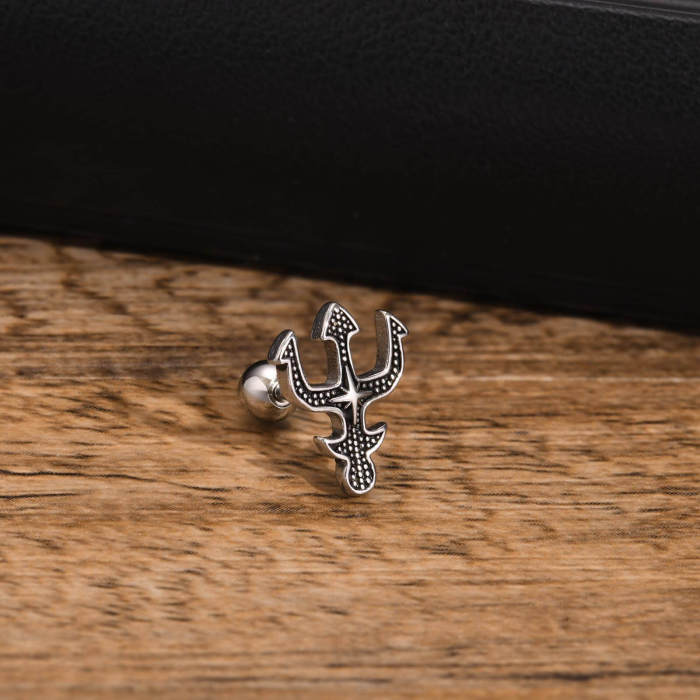 Wholesale Stainless Steel Trident Stud Earrings