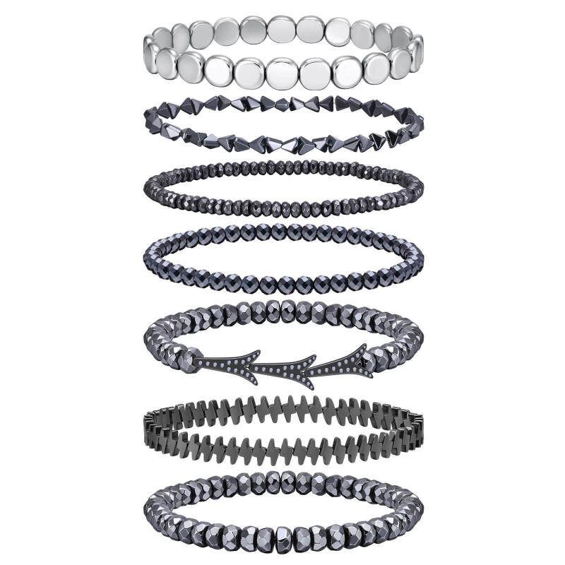 Wholesale Black Gallstone Hematite Beaded Bracelets