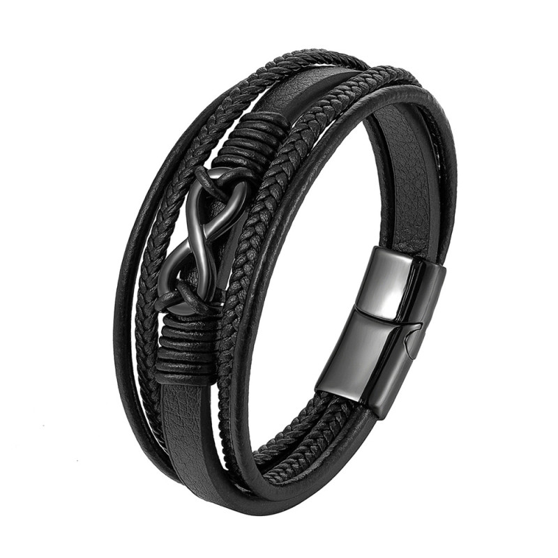 Wholesale Stainless Steel Classic Infinite Love Leather Bracelet