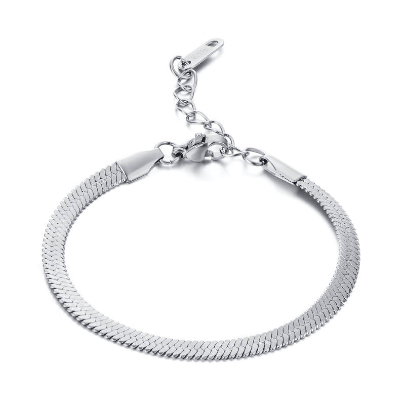 Wholesale Stainless Steel Flat Snake Chain Bracelet