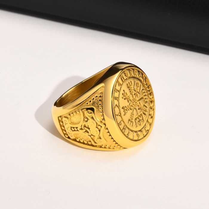 Wholesale Stainless Steel Viking Vegvisir Signet Ring