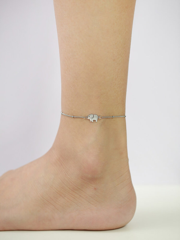 Wholesale Stainless Steel Elegant Elephant Bead Anklet
