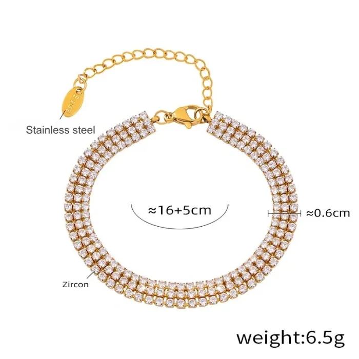 Wholesale Stainless Steel Gold Plated CZ Tennis Bracelet