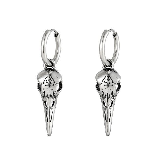Wholesale Retro Stainless Steel Bird Skull Earrings
