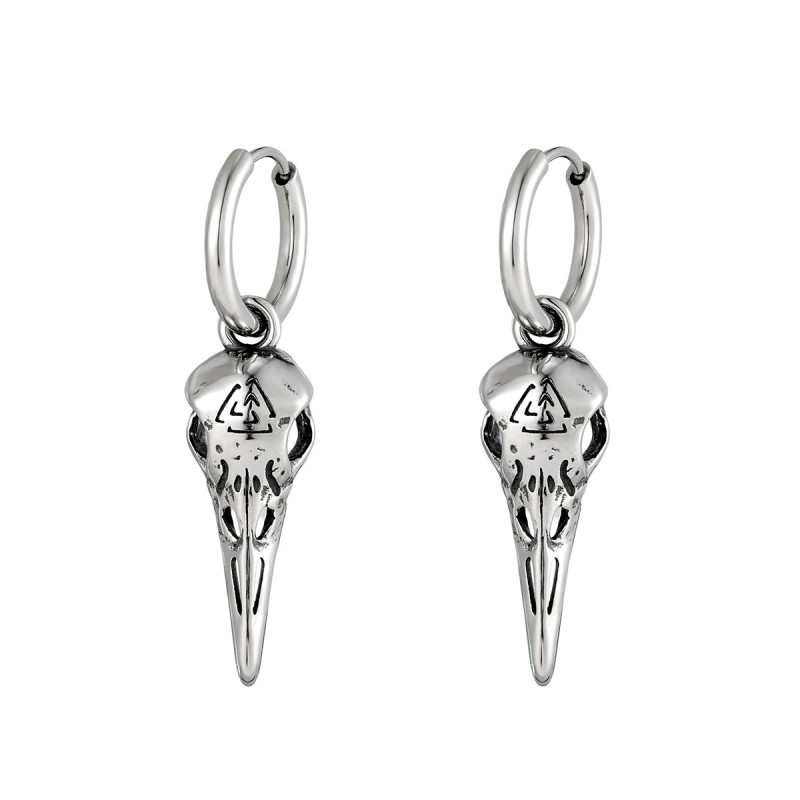 Wholesale Retro Stainless Steel Bird Skull Earrings