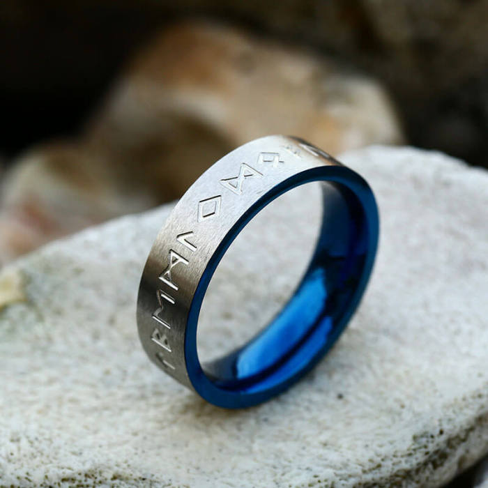 Wholesale Stainless Steel Double Viking Runes Ring