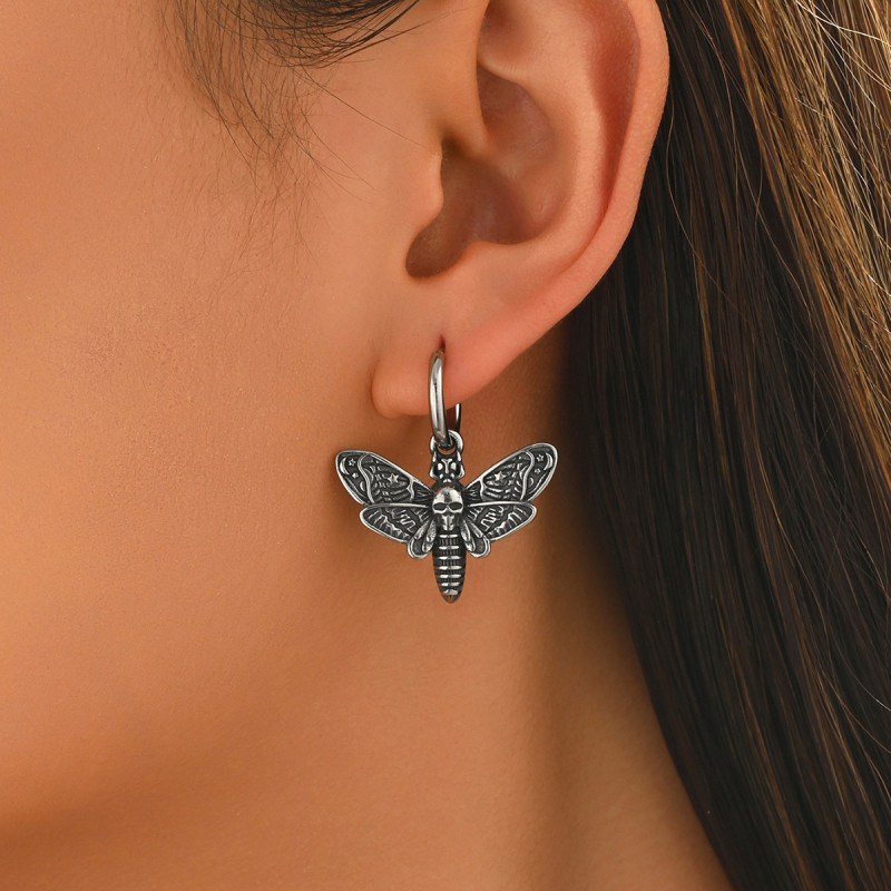Wholesale Retro Stainless Steel Gothic Skull Earrings