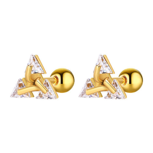 Wholesale Stainless Steel Men's Zirconia Triangle Earrings