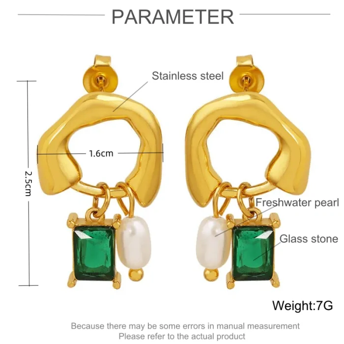 Wholesale Stainless Steel Earrings with Green Crystal