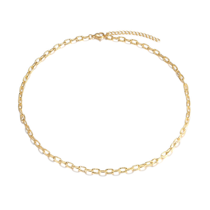 Wholeasle Stainless Steel Hammered Link Chain Necklace