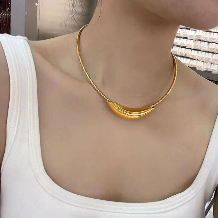Wholesale Stainless Steel Simple Collar Choker Women Necklace