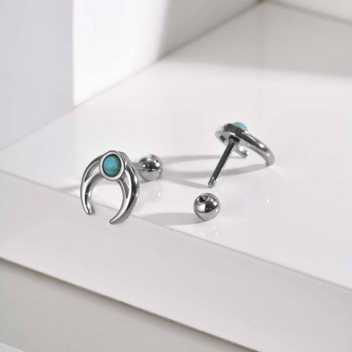 Wholesale Stainless Steel Crescent Stud Earrings