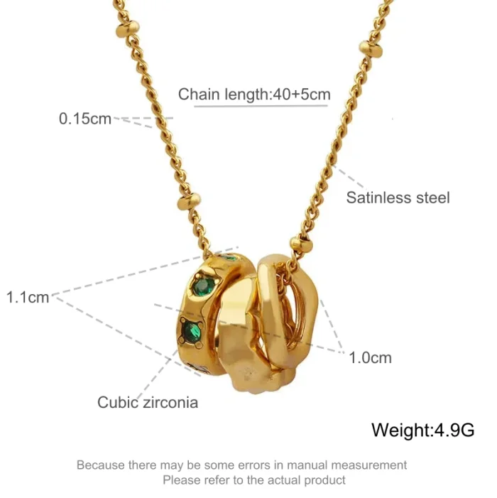Wholesale Stainless Steel Emerald Trio Neckalce