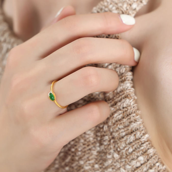 Wholesale Stainless Steel Colorful Crystals Ring