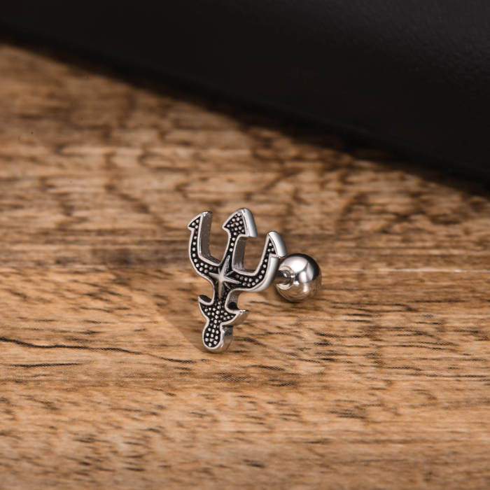 Wholesale Stainless Steel Trident Stud Earrings